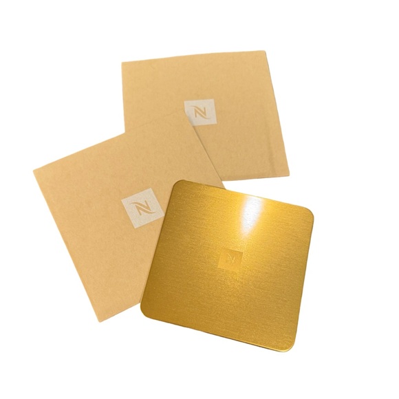 Nespresso Coasters Aluminum Elegant Gold Square Coasters - Set of 2 - Picture 1 of 3